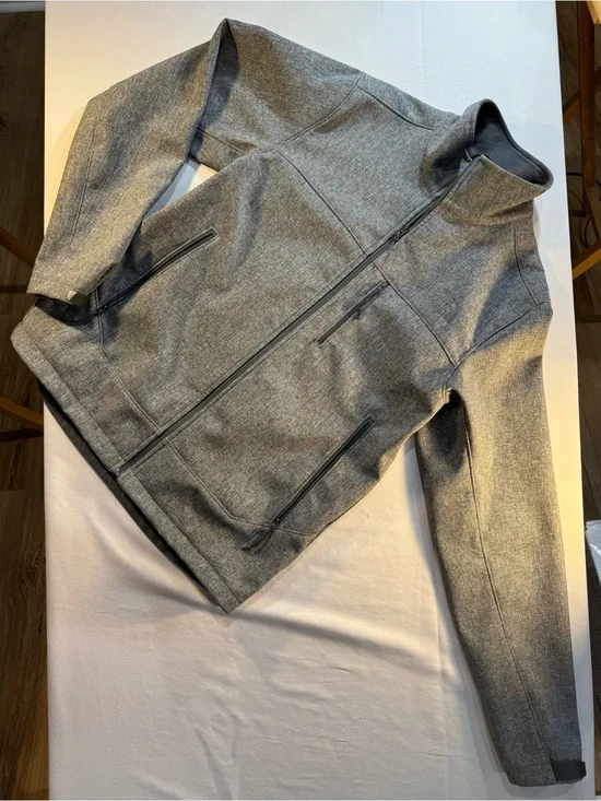 Men's North Face  Windwall Fleece Lined Gray Zip‑Front Casual Jacket