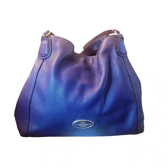 COACH Edie Pebbled Leather Shoulder Bag - Plum Purple