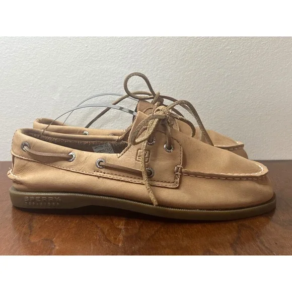 Sperry Authentic Original Slip-On Boat Shoes Big Kids Boys Size 5 Leather Tan