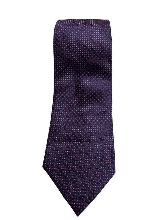 Alexandre London Savile Row Silk Navy Tie With Polka Dots