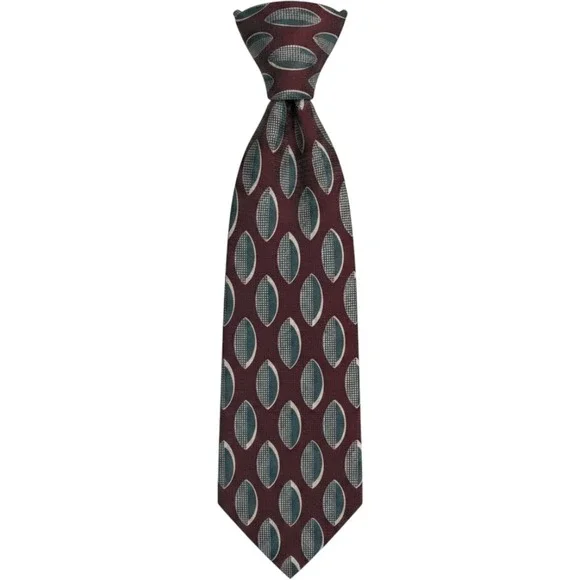 Jos. A. Bank Necktie OS Burgundy Geometric Silk Premier Collection Tie