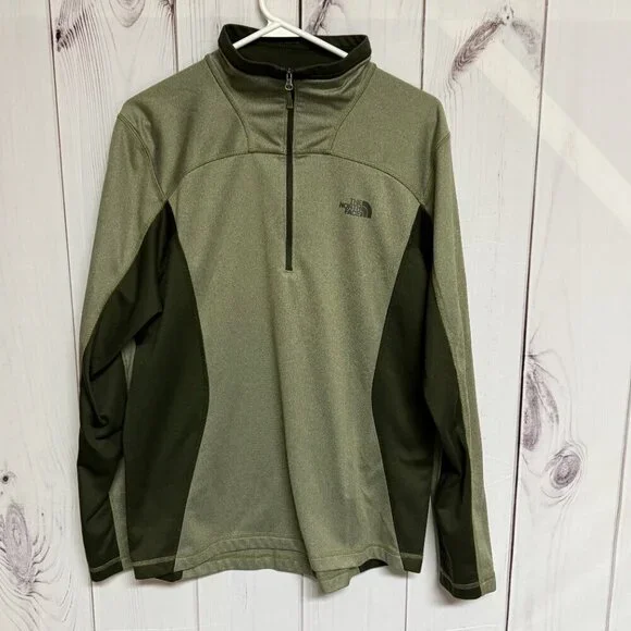 The North‎ Face Tech 1/4 Zip Fleece Men’s Medium Olive Green EUC