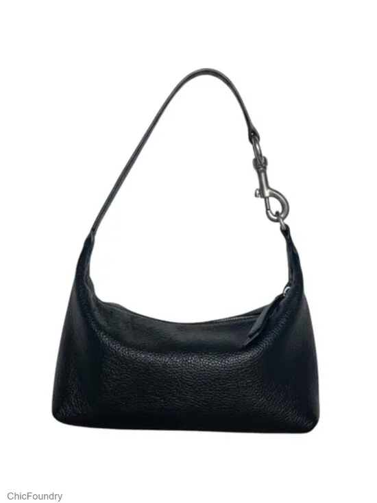 Genuine Leather Minimalist Hobo Bag, Soft Crossbody Purse