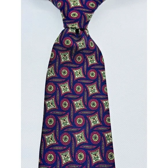 Abercrombie &‎ Fitch Durable Goods Necktie VTG Silk Diamonds Red Blue 57