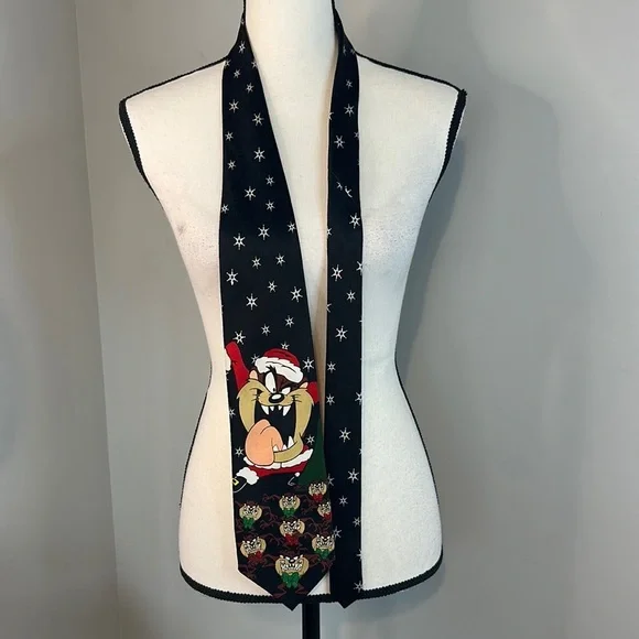 Vintage 1997 Looney Tunes Tasmanian Devil Christmas Men’s Tie Holiday