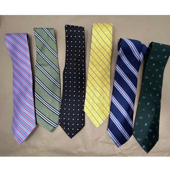 Brooks Brothers Silk Tie Lot of 6 Mens Striped Polka Dot Paisley Windowpane 346
