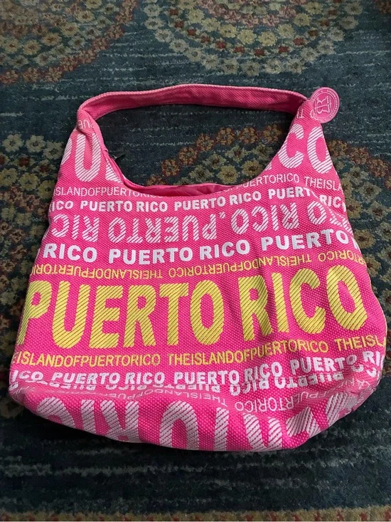 Robin Ruth Bright Pink & Yellow Puerto Rico Logo Hobo Bag