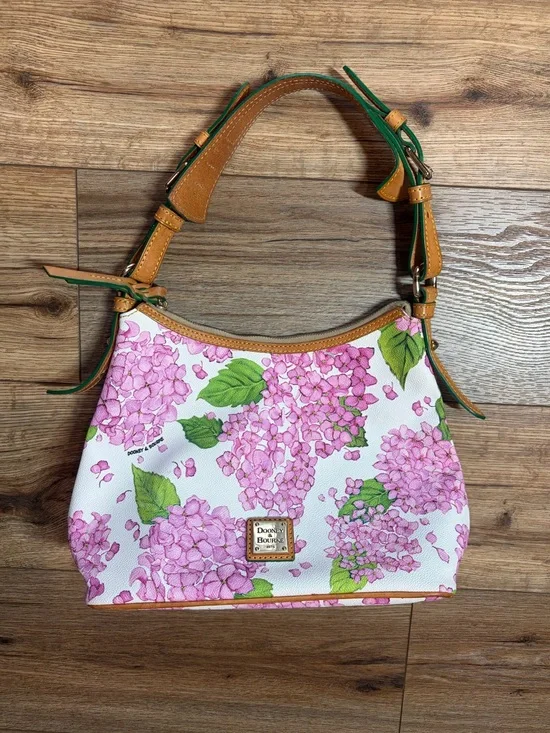 Dooney & Bourke Lucy Hydrangea Hobo Bag Pink White Floral Shoulder Purse HY633
