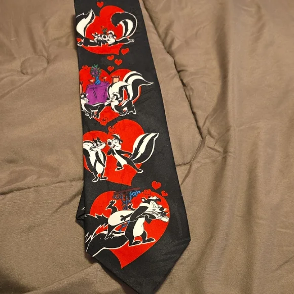 Playful Black and Red Cartoon Character‎ Tie