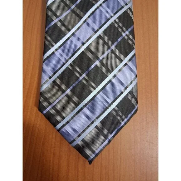 Alexander Julian Colours Tie Plaid Stripe Business Casual Blue Black Mens 61