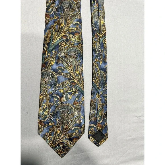 VTG Ferrell Reed Blue/Gold‎ Paisley Neck Tie Silk