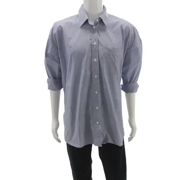 Banana Republic Mens Blue Cotton Button-Up Dress Shirt Long Sleeve Size L