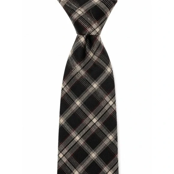 Pendleton Men's 100% Virgin Wool necktie Classic Designer Black Plaid Made USA