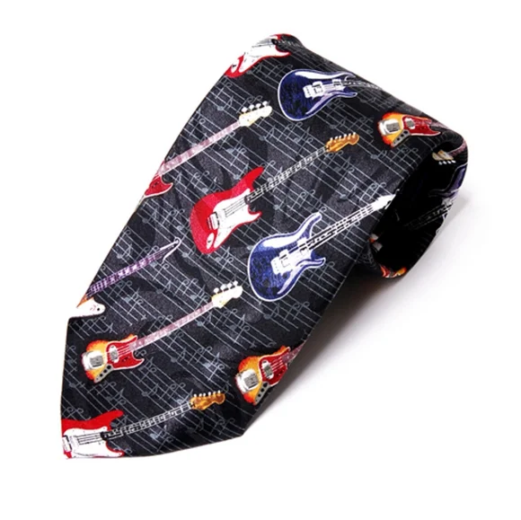 Guitar Patterned Tie - Multicolor