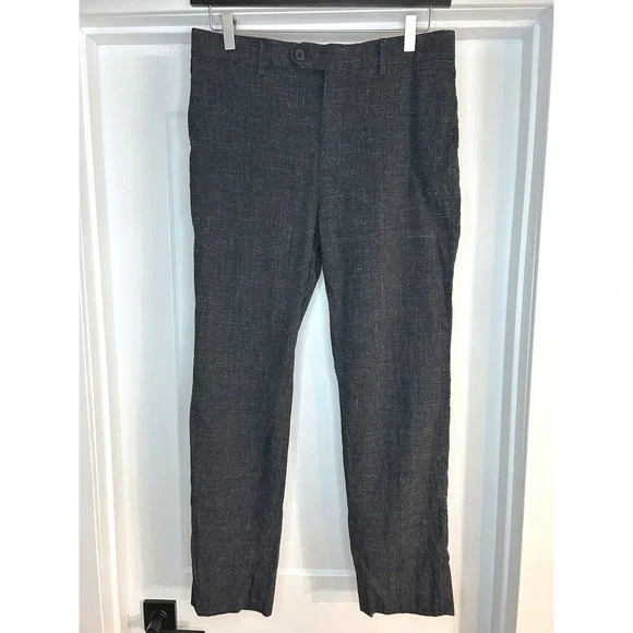 Banana Republic Mens Tessuti di Sondrio Charcoal Crosshatch Dress Pants 32x30