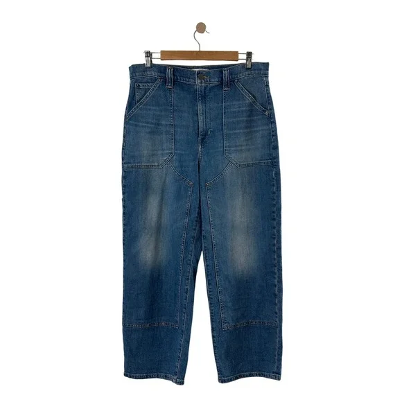 Banana Republic‎ Mens 31 Utility Carpenter Jeans Medium Wash Blue Straight Leg