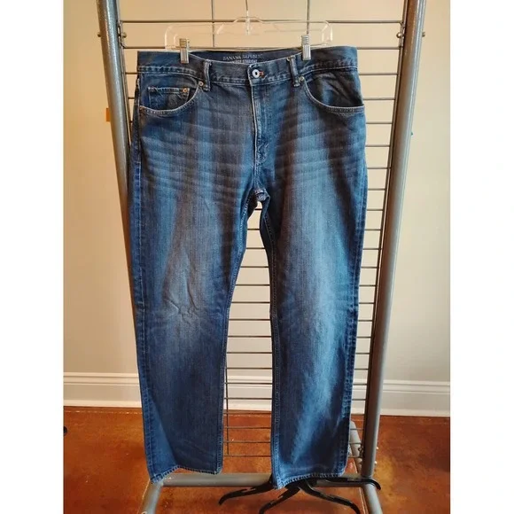 Banana Republic Vintage Straight Jeans Mens 36x34 Medium Wash Blue Denim Pants
