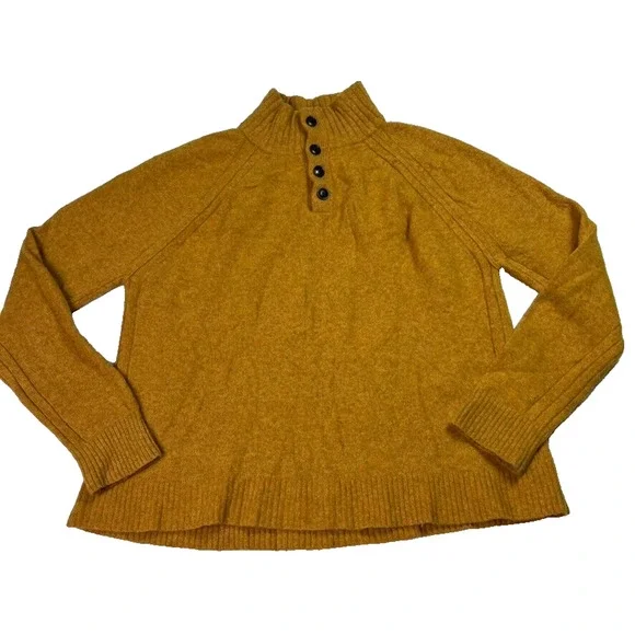 Banana Republic Sweater Men's XL Henley Mock Neck Mustard Yellow Wool