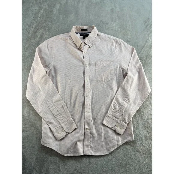 Banana Republic Shirt Men's L Non-Iron Untucked Fit Pink Floral Button-Up