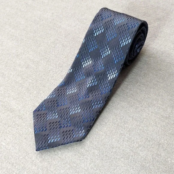Joseph Abboud JOE Mens Silk Tie Navy Blue‎ Geometric Necktie Modern Classic