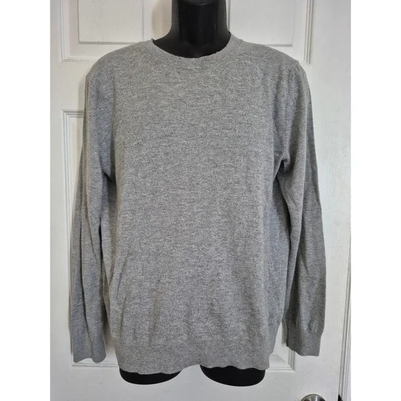 Banana Republic Eco Sweater Mens Large Gray Cotton Blend Crewneck Pullover Knit