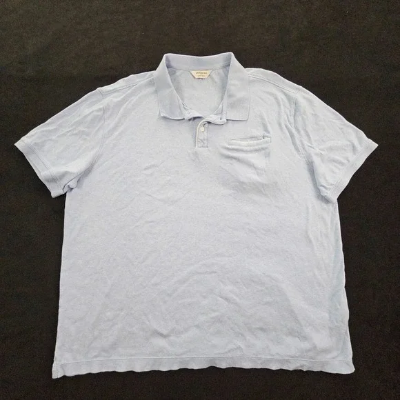 Banana Republic Luxe Touch Blue Short Sleeve Cotton Polo Shirt Men's XL