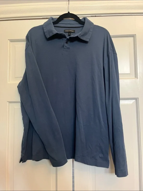 Banana Republic Men's Long-Sleeve Polo - Dusty Blue
