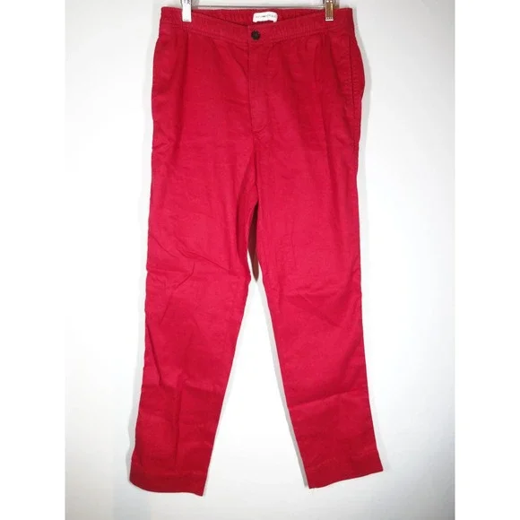 Banana Republic Linen Blend Pants Men Small Red Straight Leg Casual Summer Chino