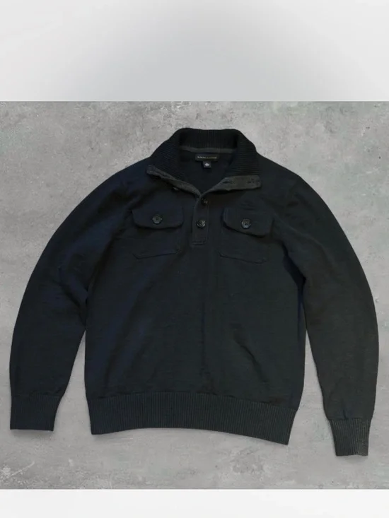 Banana Republic Men's Charcoal Button-Front Cardigan Jacket