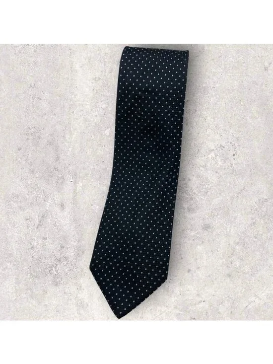 HUGO BOSS Silk Tie ITALY Navy Blue Geometric W:3.4