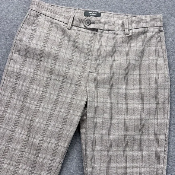Banana Republic Dress Pants Mens 33x30 Gray Slim Tapered Window Pane Business