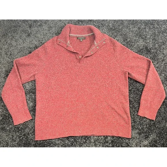 Banana Republic Mens XXL Red Merino Wool Blend Pullover Button Sweater‎