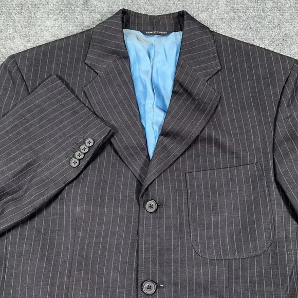Banana Republic Pinstripe Blazer Jacket Mens 38S Wool Linen Blend Navy Preppy