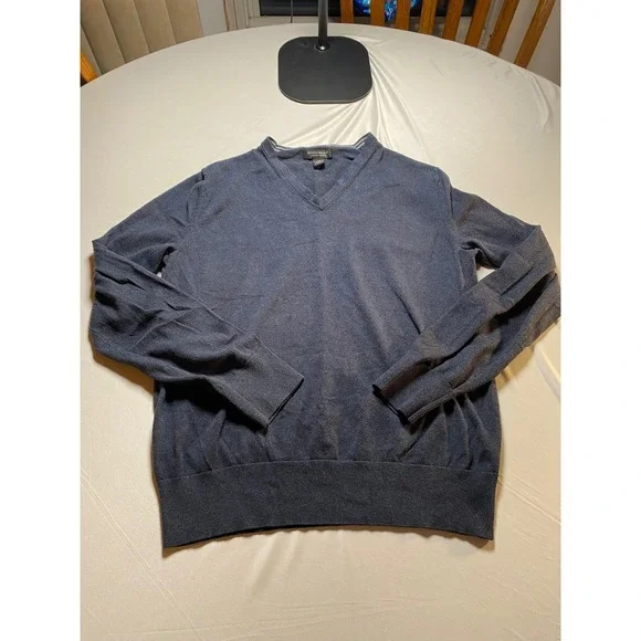 Banana Republic Luxury Blend Silk Cashmere V-Neck Sweater Mens Blue M 969946-96