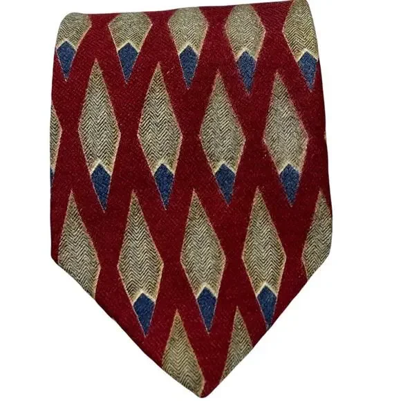 Monsieur Givenchy Burgundy Cream Blue Diamond Silk Necktie Men’s 59.75