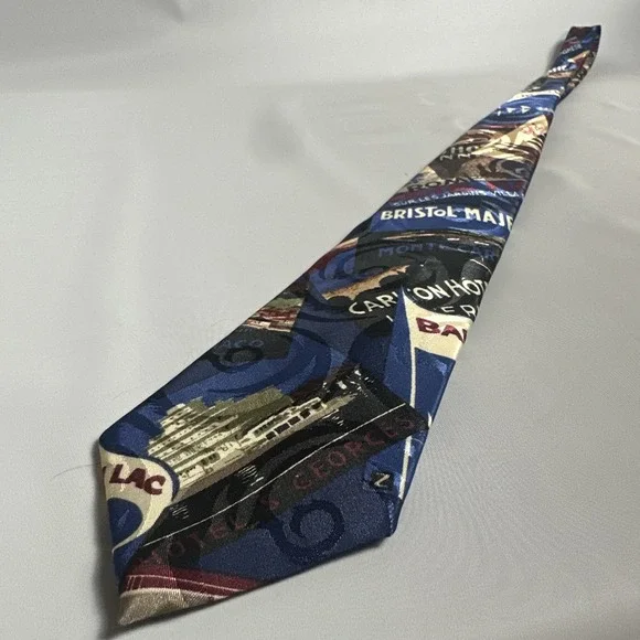 Vintage Surrey Travel Postcard Novelty Tie Europe Monte Carlo Rome St Moritz USA