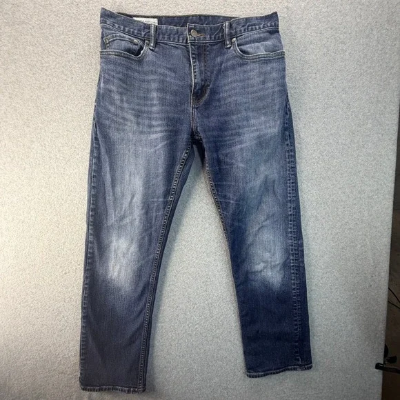 Banana Republic Straight Leg Jeans Mens 33x30 Medium Wash Blue Stretch Denim