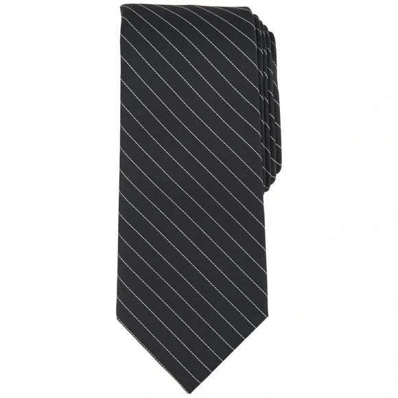 Alfani Mens Tie One Size Black Ozark Stripe Quiet Luxury Necktie NWT