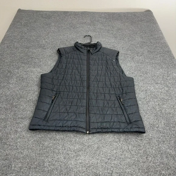 Banana‎ Republic Puffer Vest Mens L Black Polyester Quilted Camo Lined Gorpcore