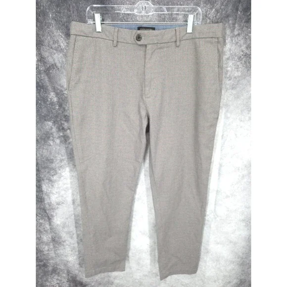 Banana Republic Chino Pants Mens 36x32 Brown Houndstooth Slim Tapered Fit Preppy