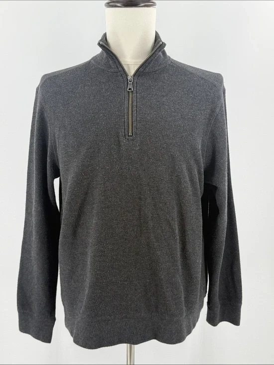 Banana Republic Men's Dark Charcoal Quarter-Zip Sweater