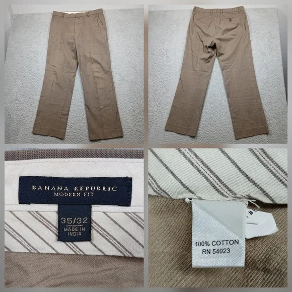 Banana Republic Modern Fit Dress Pants‎ Mens 35x32 Brown Cotton