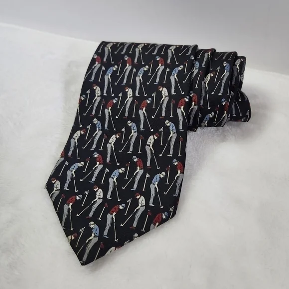 Jt Beckett Silk USA Golfers Sport Navy Blue Necktie