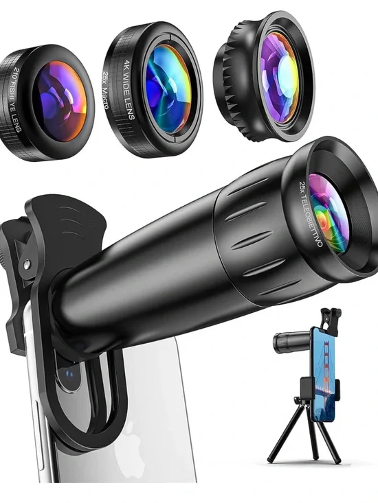 Universal Black Mobile Camera Lens and Tripod Kit