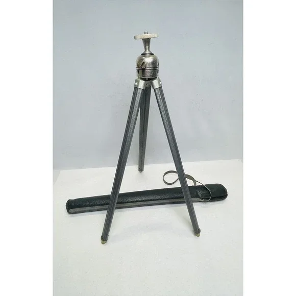 Bilora Stabilo 1114 Vtg‎ Tripod with Ball Head With Leather Case Extends To 31
