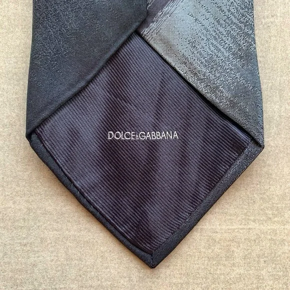 Dolce & Gabbana Gunmetal Grey & Black Silk Tie