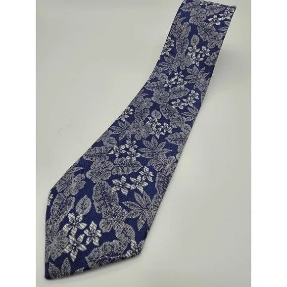 Banana Republic Hawaiian Flower Tie Cotton Silk Blend 59