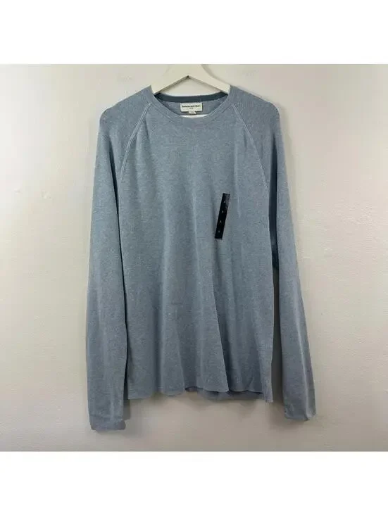 New Banana Republic Men's Light Blue Crew Neck Long Sleeve Shirt Size L