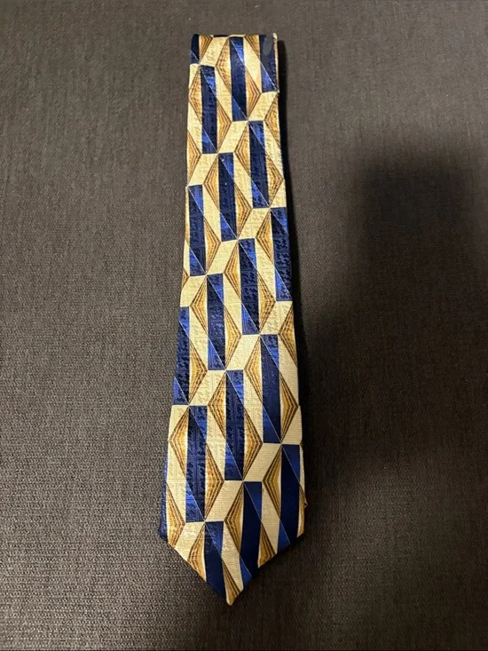 Contissima Geometric Blue and Gold Men's Tie