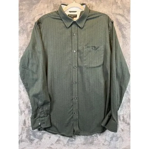 Men's Banana Republic Dark Green XL L/S 100% Cotton Button Up Collared Slim Fit